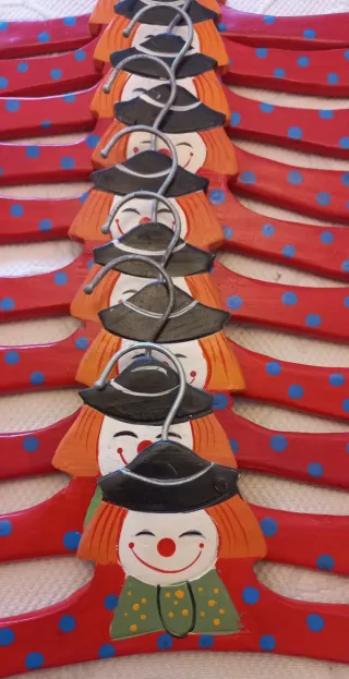10 Perchas Madera Infantiles Payaso