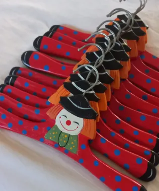 10 Perchas Madera Infantiles Payaso