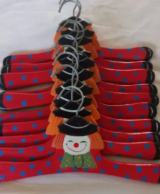 10 Perchas Madera Infantiles Payaso