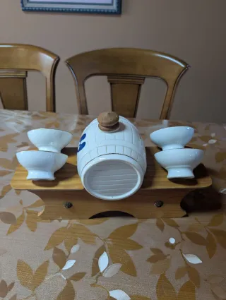 Juego Vino Xacobeo 93 Cerámica y Madera