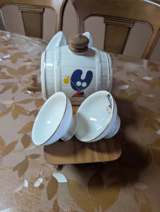 Juego Vino Xacobeo 93 Cerámica y Madera