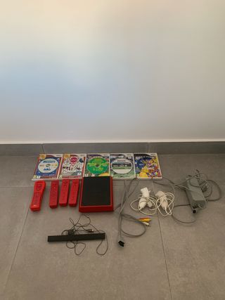 Consola Wii Roja con Juegos y Accesorios