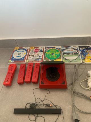Consola Wii Roja con Juegos y Accesorios