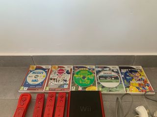 Consola Wii Roja con Juegos y Accesorios