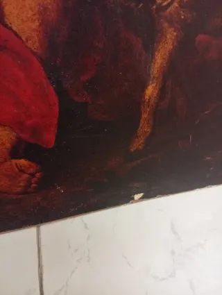 Lámina antigua niño con cordero