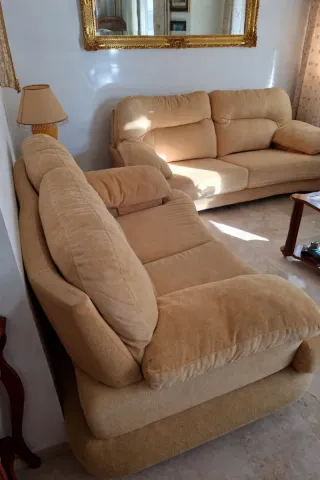 Conjunto Sofá 3+2 Plazas Beige Tela