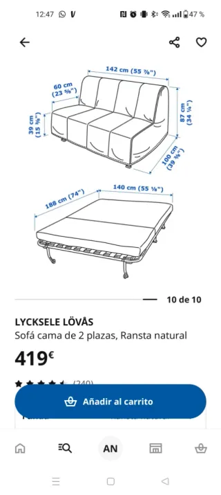 Sofá Cama Ikea 4 Plazas