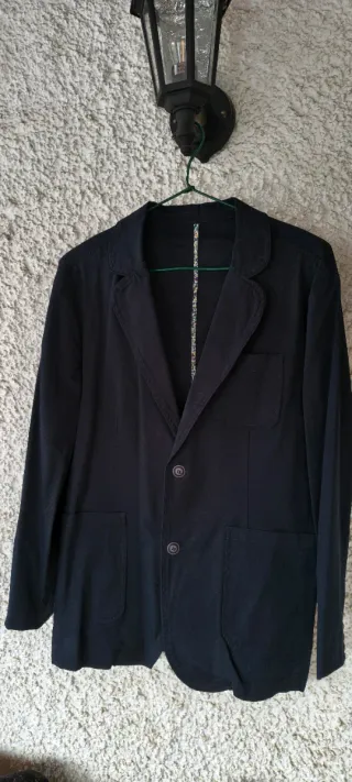 Chaqueta de tela azul oscuro