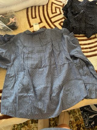 Blusa/Camisa azul plateada mujer