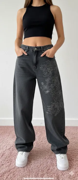 Pantalones Baggy Y2k Grises