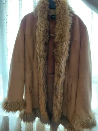 Abrigo marrón mujer talla L con pelo