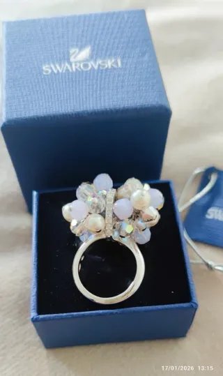 Anillo Swarovski Flores Perlas Cristales