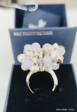 Anillo Swarovski Flores Perlas Cristales