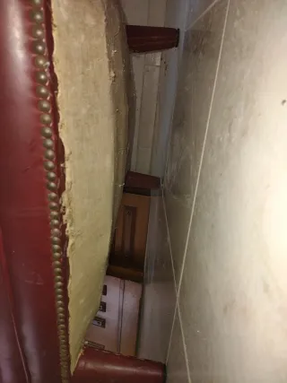 Sillón Vintage Cuero Burdeos Tapicería Floral