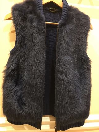 Chaleco Massimo Dutti Pelo y Lana Azul