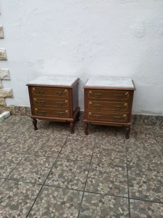 Pareja Mesitas Noche Madera Mármol
