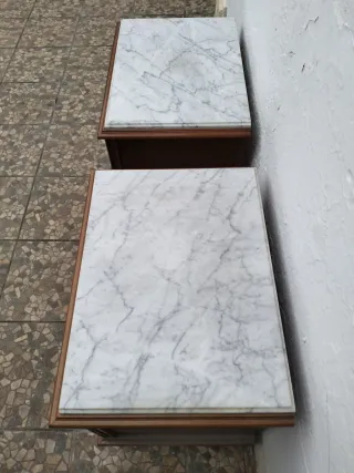 Pareja Mesitas Noche Madera Mármol