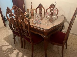 Mesa de comedor extensible madera y cristal
