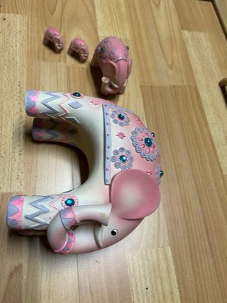Figuras elefantes decorativos rosas