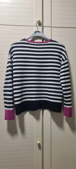 Jersey cuello pico rayas mujer