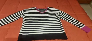 Jersey cuello pico rayas mujer