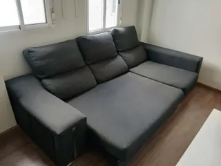 Sofá chaise longue gris 3 plazas