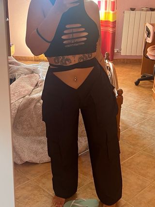 Pantalón cargo negro Shein