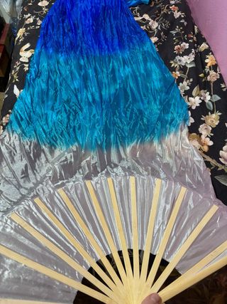 Abanico seda baile danza bambú