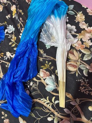 Abanico seda baile danza bambú