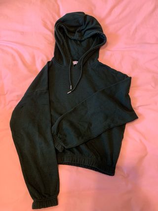 Sudadera Bershka verde corta mujer T.XS