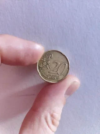 Moneda 20 céntimos euro con toque dorado