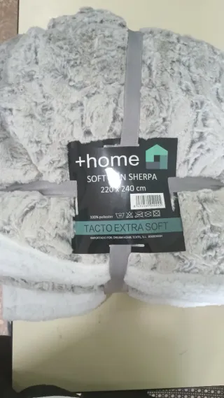 Manta Borrego 220x240 Gris y Blanca