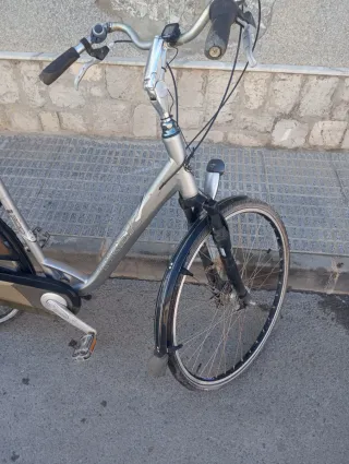 Bicicleta de paseo plateada