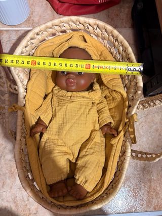 Bambola neonato 30cm con cestino in vimini wookids