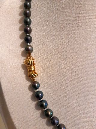 Collana Perle Tahiti Nere Chiusura Oro 14K