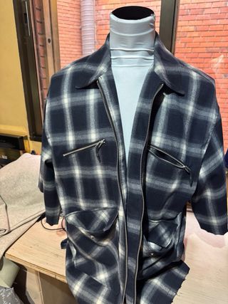 Sobrecamisa de cuadros manga corta con forro