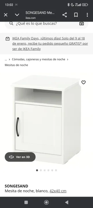 Mesita de noche IKEA SONGESAND blanca