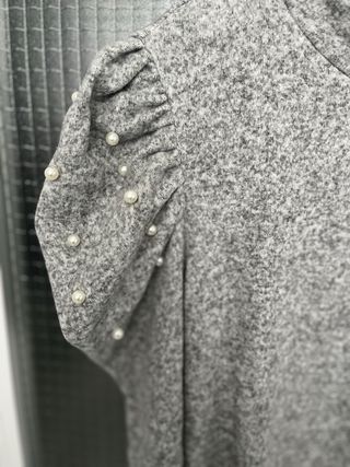 Jersey Zara gris perlas mangas talla M