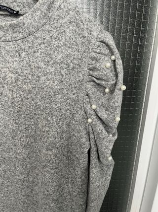 Jersey Zara gris perlas mangas talla M