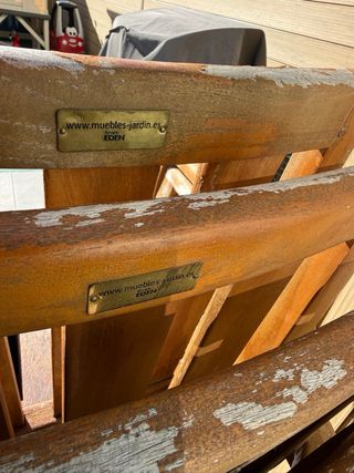 Conjunto mesa extensible + 6 sillones jardín teca