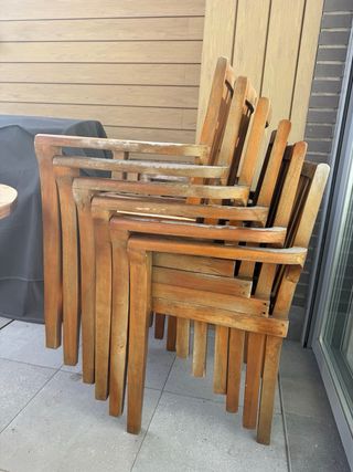 Conjunto mesa extensible + 6 sillones jardín teca