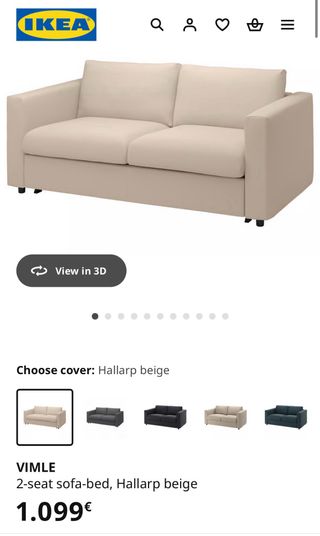 Sofá cama beige de tela