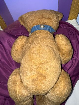 Antiguo  Oso de peluche vintage con collar años 60