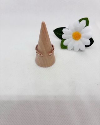 Anillo acero rosado de hojas Nuevo Ajustable
