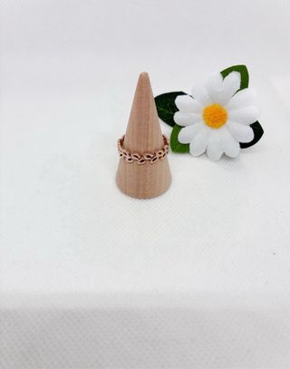 Anillo acero rosado de hojas Nuevo Ajustable