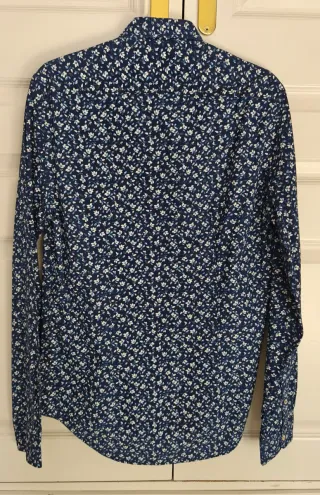 Camisa Zara Man Estampada Azul Talla S