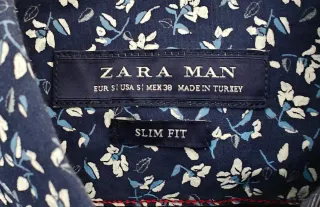 Camisa Zara Man Estampada Azul Talla S
