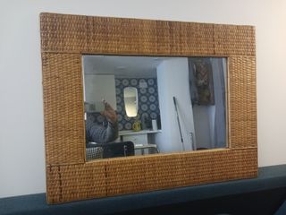 Espejo Ratán Vintage Años 70