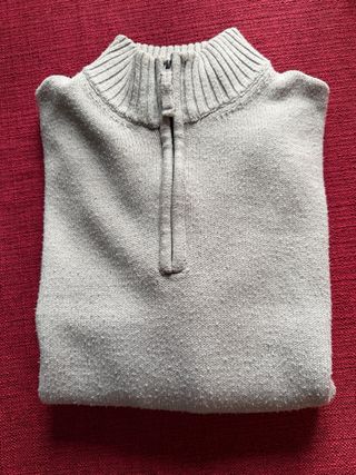 Maglioncino mezza zip collo alto grigio