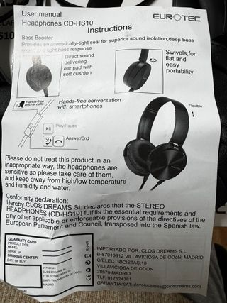 Auriculares EUROTEC Extra Bass CD-NS10